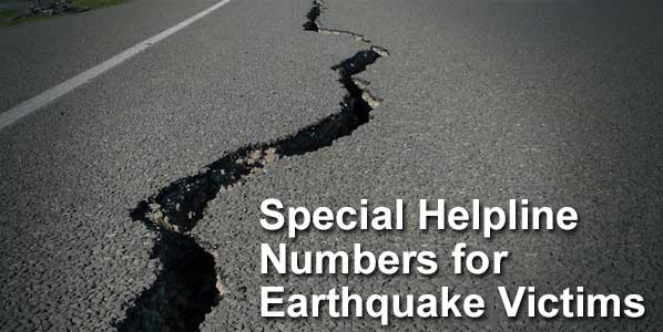 Helpline Number for Earthquake Victims
